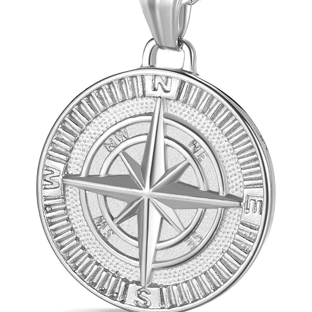 Silver Compass Pendant Necklace